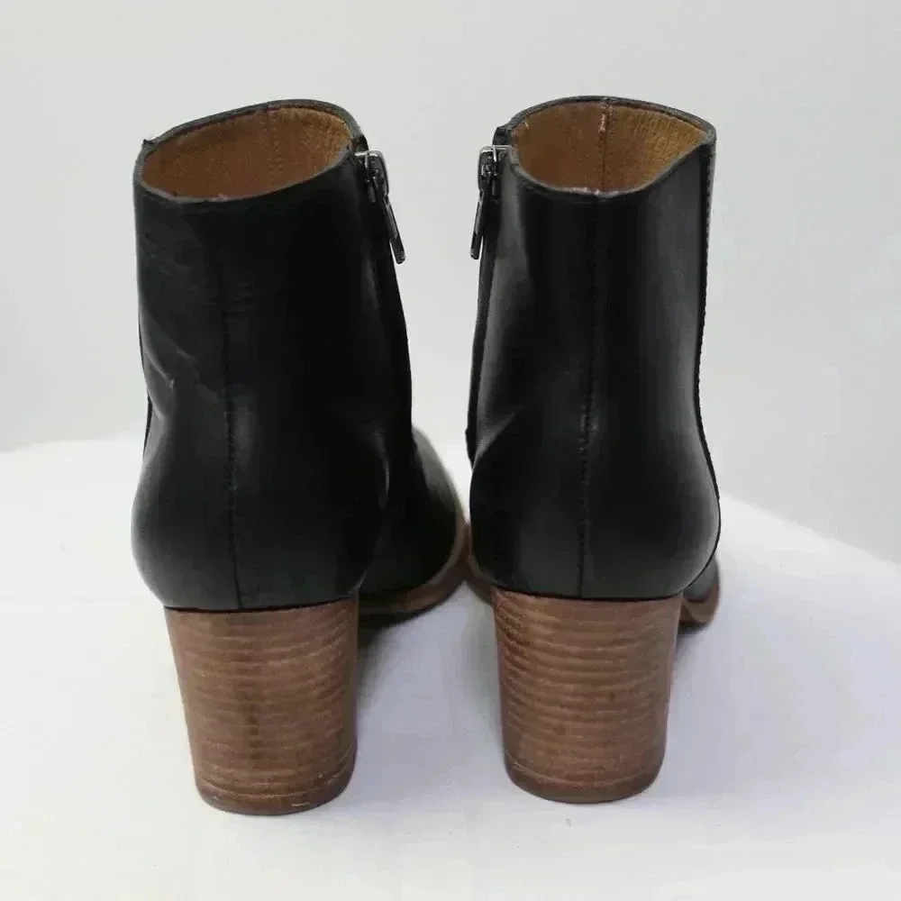 madewell black stacked heel booties 7